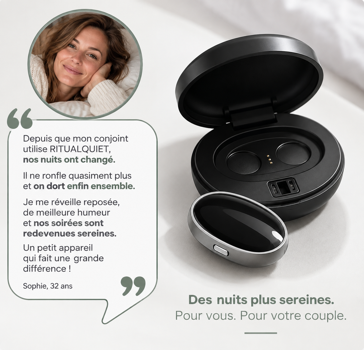 Dispositif anti-ronflement RITUALQUIET ouvert
